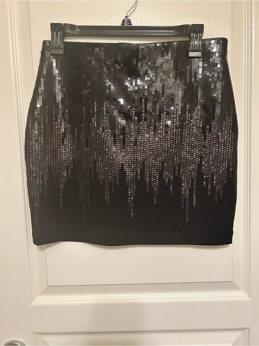 Express Black Sequin Cascade Mini Skirt